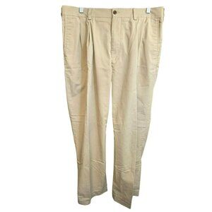 Orvis Mens Pleated Khaki Pants Size 36 Cotton Blend Beige CM2101